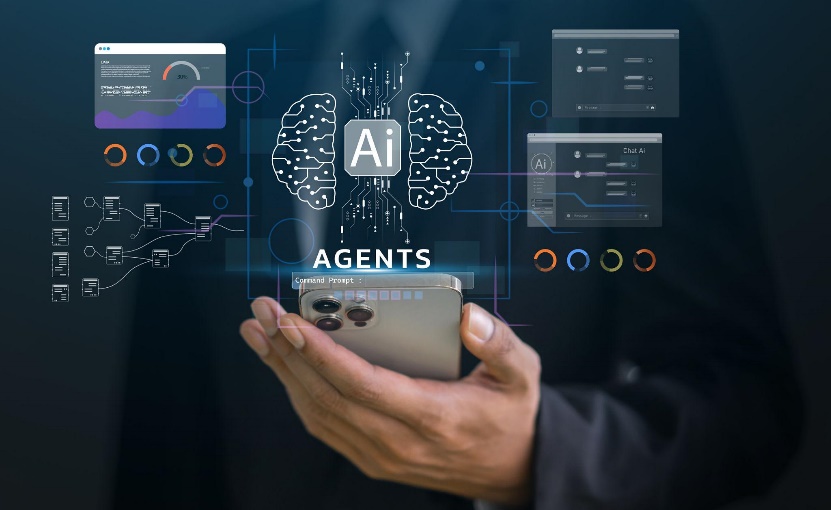 AI Agents brain chip with smartphone - future of autonomous enterprise AI