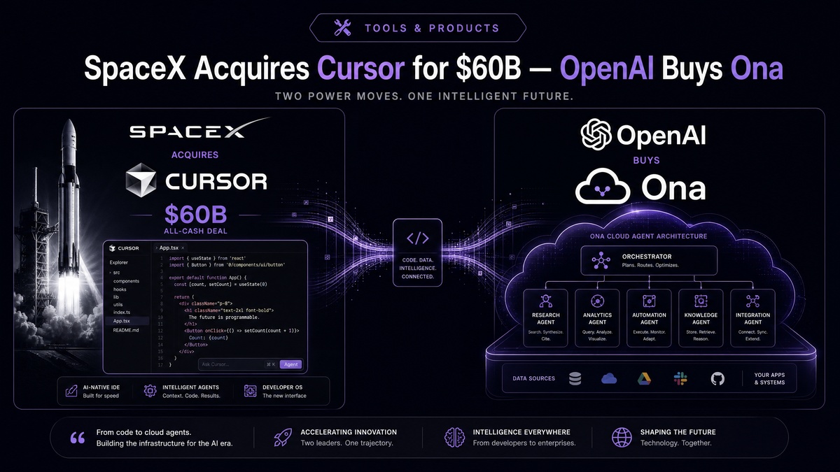 SpaceX Cursor Acquisition and OpenAI Ona — AI Tools and Products